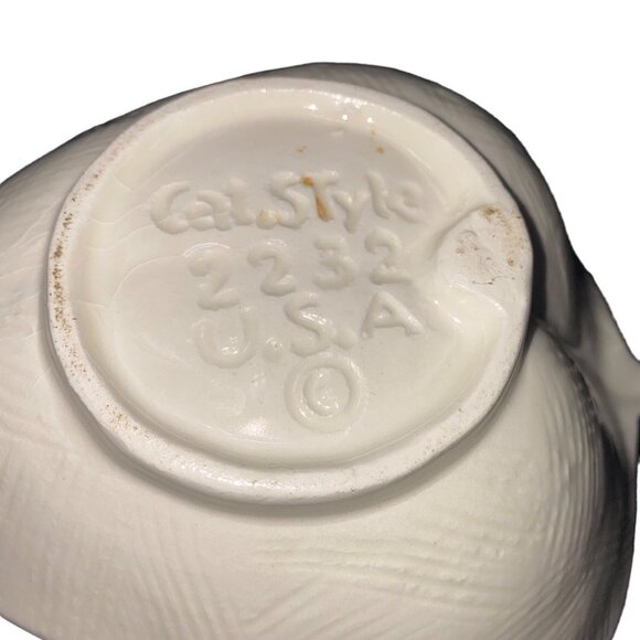 Leaf-Shaped Pearlized Iridescent Ceramic Bowl By Cal Style 2232 USA Mid-Century - Picture 6 of 11